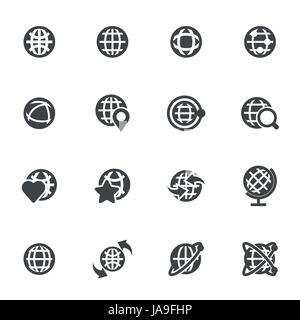 Vector black globe icons set Illustration de Vecteur