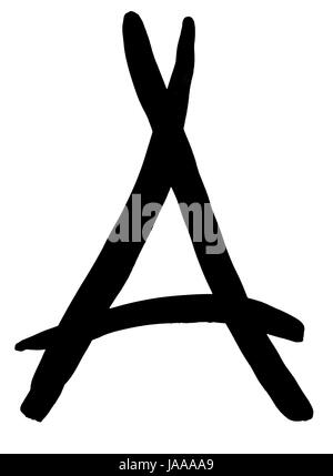 Une lettre écrite à la main à l'encre noire sur fond blanc Banque D'Images