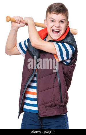 Teen boy with baseball bat Banque D'Images