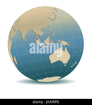 Style rétro en Asie et en Australie, monde global, les éléments de cette image fournie par la NASA Banque D'Images