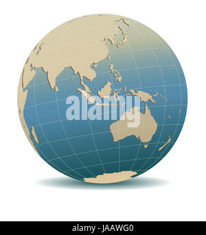 Style rétro en Asie et en Australie, monde global, les éléments de cette image fournie par la NASA Banque D'Images