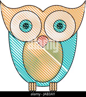 Crayon couleur image bande de owl bird Illustration de Vecteur