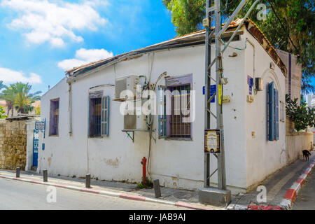 TEL-AVIV, ISRAEL - 02 juin 2017 : La Synagogue Chelouche intenta dans l'historique quartier de Neve Tzedek, Tel Aviv, Israël Banque D'Images