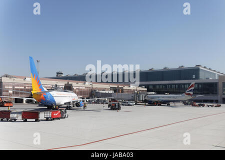 Vue sur l'aéroport de Malaga à partir d'un aéronef au départ Banque D'Images