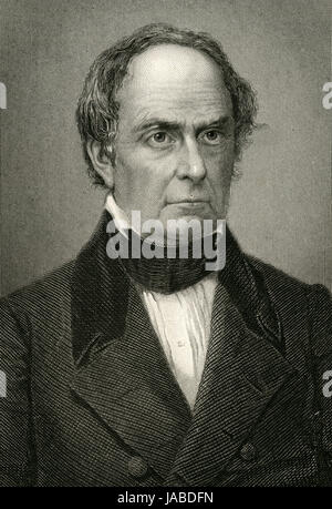 C Antique1860 gravure, Daniel Webster. Daniel Webster (1782-1852) était un homme politique américain qui a servi dans la chambre des représentants des États-Unis, le Sénat américain, et a été deux fois le secrétaire d'État des États-Unis. SOURCE : gravure originale. Banque D'Images