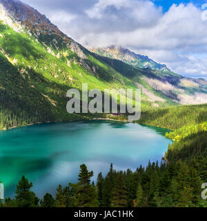 Mountain Lake Morskie Oko, vue de dessus.Parc National des Tatras, Pologne Banque D'Images