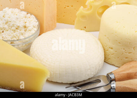 Clos des divers types de fromage Banque D'Images
