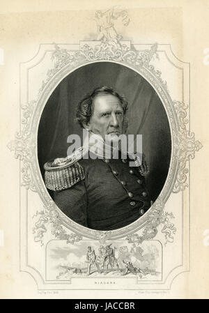 C Antique1860 gravure, Winfield Scott. Winfield Scott (1786-1866) était un général et l'échec du candidat à la présidence du parti Whig en 1852. SOURCE : gravure originale. Banque D'Images