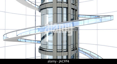 La visualisation de l'architecture de science-fiction. Rendu 3D illustration. Banque D'Images