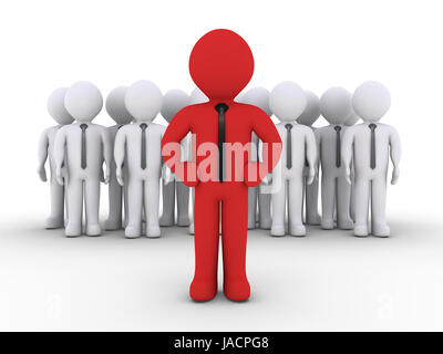 D'affaires 3d en équipe et l'un est à l'avant comme le leader Banque D'Images