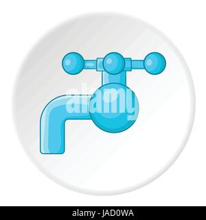 Appuyez sur le bouton de l'eau avec l'icône. Cartoon vector illustration d'un robinet d'eau pour le web icône Illustration de Vecteur