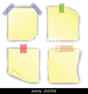 Illustration en couleur jaune avec des documents avis isolated on white Banque D'Images