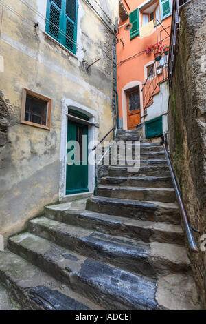 Street à Vernazza village. Cinque Terre, Italie Banque D'Images