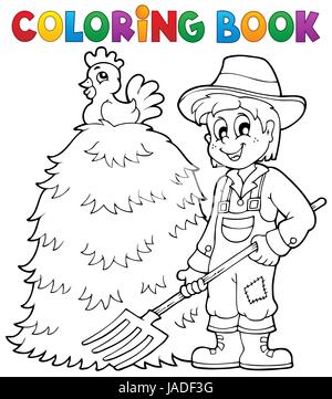 Livre de coloriage agriculteur Thème 1 - photo illustration. Banque D'Images