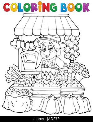 Livre de coloriage agriculteur Thème 2 - photo illustration. Banque D'Images