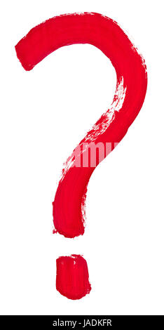 Question écrite à la main point peint par pinceau rouge Banque D'Images