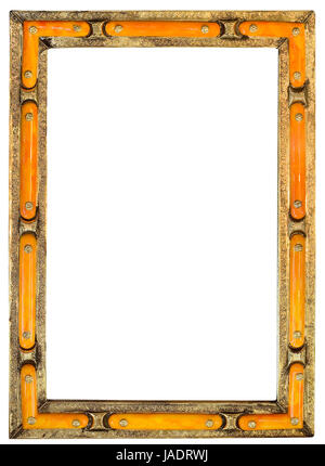 Miroir marocain fait à la main avec incrustation Orange isolé avec Clipping Path Banque D'Images