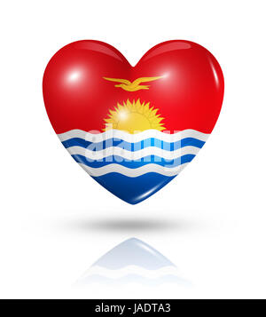 Amour symbole de Kiribati. Coeur 3D icône drapeau isolated on white with clipping path Banque D'Images