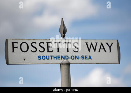 Fossetts Way, Southend on Sea, Essex. Panneau de signalisation Banque D'Images