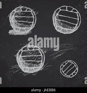 Volley-ball ball jeu de croquis sur le tableau noir. Illustration de Vecteur
