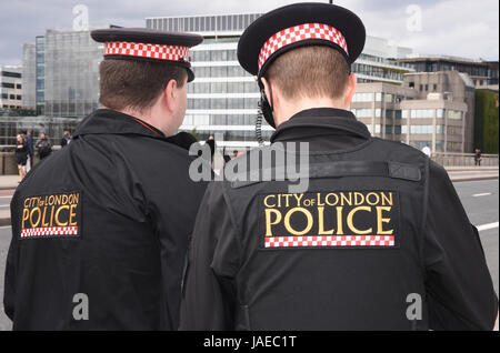 City of London Londres,la Police Attaque terroriste 03.06.17, le Pont de Londres, London.UK 05.06.17 Banque D'Images