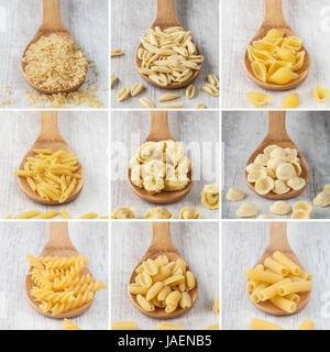 Photo Collage composition de différents types de pâtes alimentaires Banque D'Images