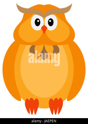 Happy Halloween Automne Orange la nuance de couleur Cute Cartoon Owl isolé sur fond blanc Illustration Banque D'Images