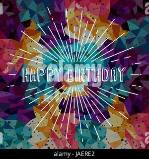 Joyeux Anniversaire Carte Postale Avec Des Rayons De Soleil Et Vintage Label Sur Image Vectorielle Stock Alamy
