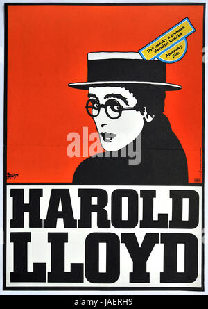 Harold Lloyd. Affiche de film tchécoslovaque d'origine, 1977. Banque D'Images