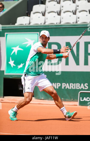 Paris, France. 5 juin, 2017. Fernando Verdasco (ESP) Tennis : Fernando Verdasco de l'Espagne au cours de la quatrième ronde du tournoi match du tournoi de tennis contre Kei Nishikori du Japon à la Roland Garros à Paris, France . Credit : AFLO/Alamy Live News Banque D'Images