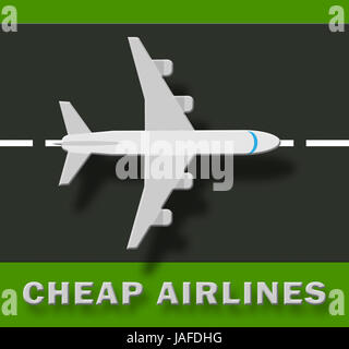 Compagnies aériennes à bas prix proposent des vols spéciaux montre avion 3d illustration Banque D'Images