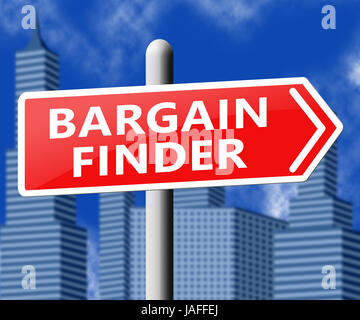 Bargain Finder Sign montrant Comparaison Internet 3d illustration Banque D'Images