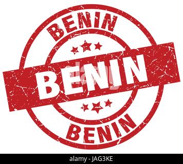 Bénin rouge rond grunge stamp Illustration de Vecteur