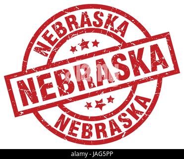 Nebraska rouge rond grunge stamp Illustration de Vecteur