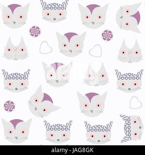 Cute funny cats seamless pattern. Il est situé dans le menu image vectorielle, swatch Illustration de Vecteur