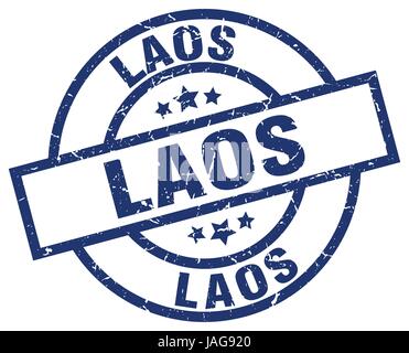 Laos tour bleu grunge stamp Illustration de Vecteur