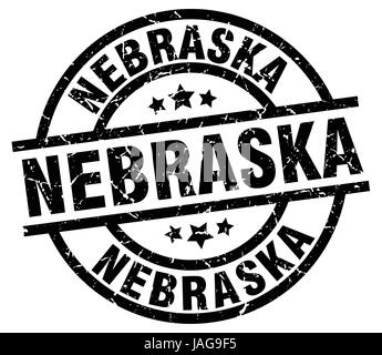 Nebraska ronde noir grunge stamp Illustration de Vecteur