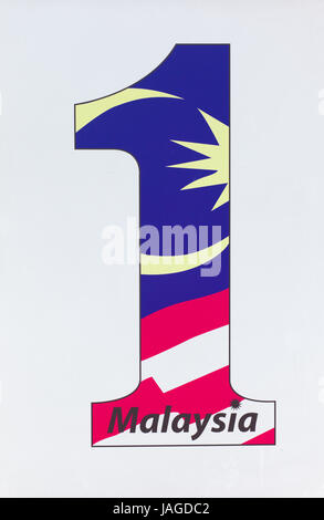 La Malaisie numéro 1 logo sur l'affiche murale, Kuala Lumpur, Malaisie Banque D'Images