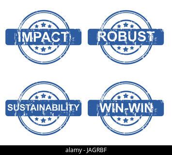 Ensemble de quatre timbres d'affaires différents avec des étoiles isolé sur un fond blanc. Banque D'Images