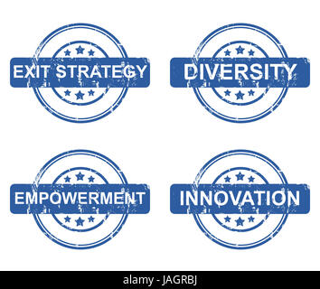 Ensemble de timbres du concept d'entreprise avec des étoiles isolé sur un fond blanc. Banque D'Images