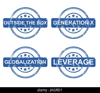 Jeu de stratégie d'entreprise de tampons avec étoile isolé sur un fond blanc. Banque D'Images