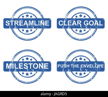 Ensemble de quatre timbres sur le concept d'affaires étoiles isolé sur un fond blanc. Banque D'Images