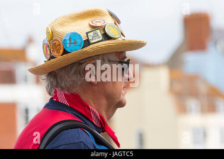 Steppers Sidmouth Morris Dancers at Wessex Folk Festival à Weymouth, Dorset en Juin Banque D'Images