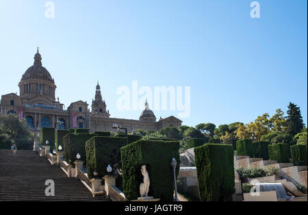 Fontaines et cascades, le Museu Nacional d'Art de Catalunya, MNAC, Musée d'Art, Barcelone, Espagne Banque D'Images