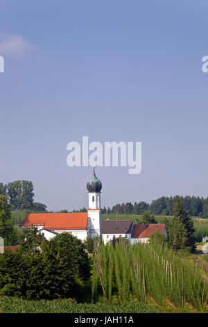 L'église de pèlerinage de l'Ascension en Lohwinden Mariäe,Pfaffing,Hallertau, Haute-bavière,Bavaria,l'Allemagne du Sud, Allemagne, Banque D'Images