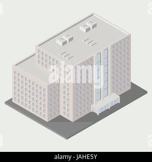 L'icône de bureau d'isométrique vecteur ville bâtiment à l'architecture de l'infrastructure de l'élément 3D représentant une faible construction poly plan de ville pour la création. Illustration de Vecteur