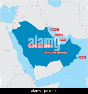 La carte des États membres du Conseil de coopération du Golfe Illustration de Vecteur