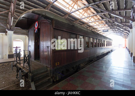 Coin ancien wagon, scène de la Railway Museum (Museo Ferroviario) d'Asuncion, ancienne gare, au Paraguay. Banque D'Images