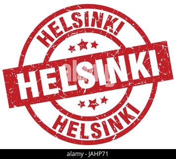 Grunge stamp rond rouge à Helsinki Illustration de Vecteur