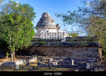 Observatory connu sous le nom d'El Caracol à Chichen Itza, Mexique Banque D'Images